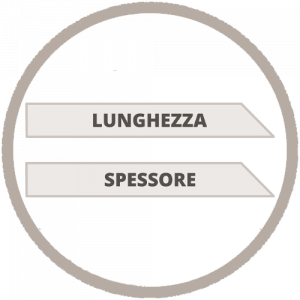 Taglio a 45° sullo spessore in 1 lato, sulla lunghezza in 1 lato