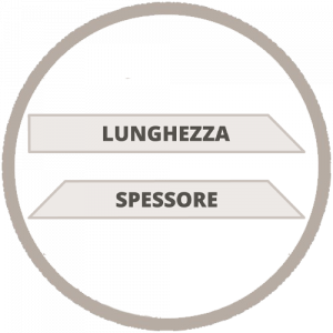 Taglio a 45° sullo spessore in 2 lati , sulla lunghezza in 1 lato